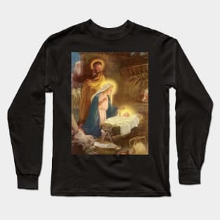 Vintage Christmas Nativity Scene Long Sleeve T-Shirt